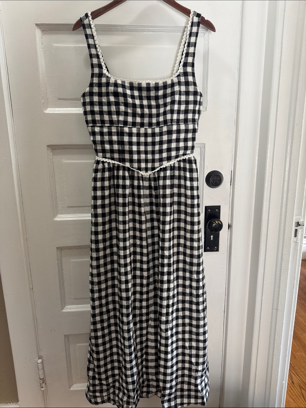 Wayf Black and White Gingham Maxi Dress